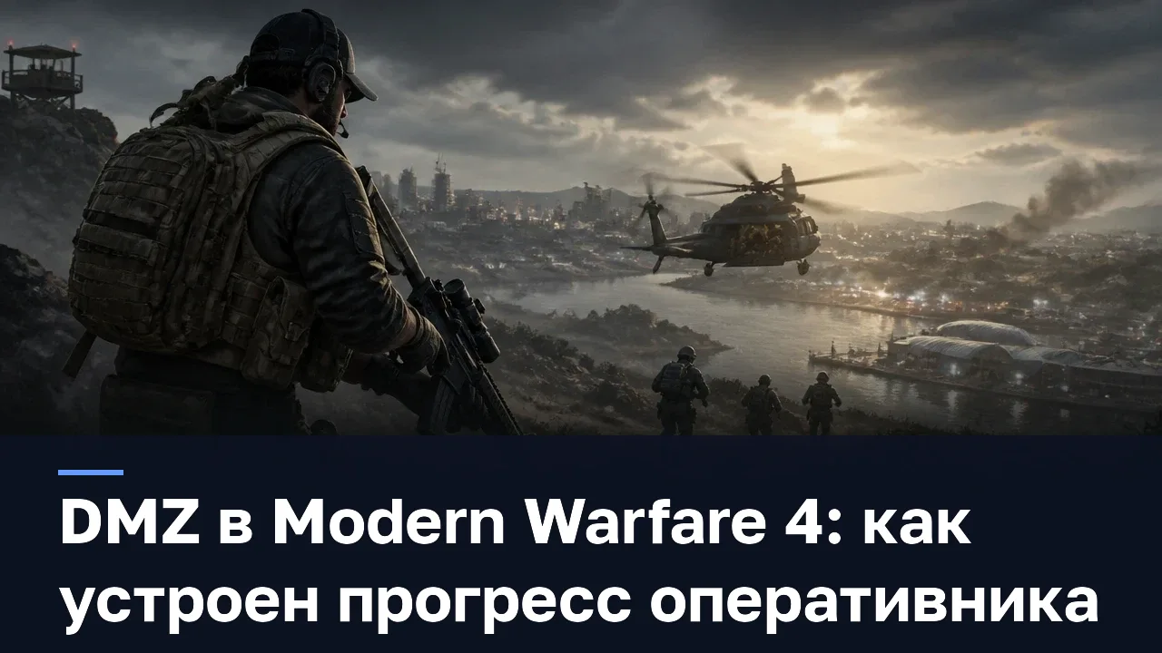 DMZ в Modern Warfare 4: как устроен прогресс оперативника — оригинальная редакционная AI-иллюстрация RUSHB, не игровой скриншот