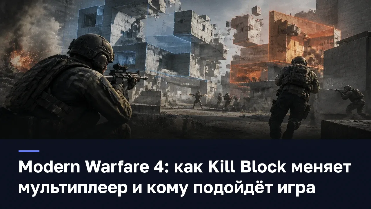 Modern Warfare 4: как Kill Block меняет мультиплеер и кому подойдёт игра — оригинальная редакционная AI-иллюстрация RUSHB, не игровой скриншот