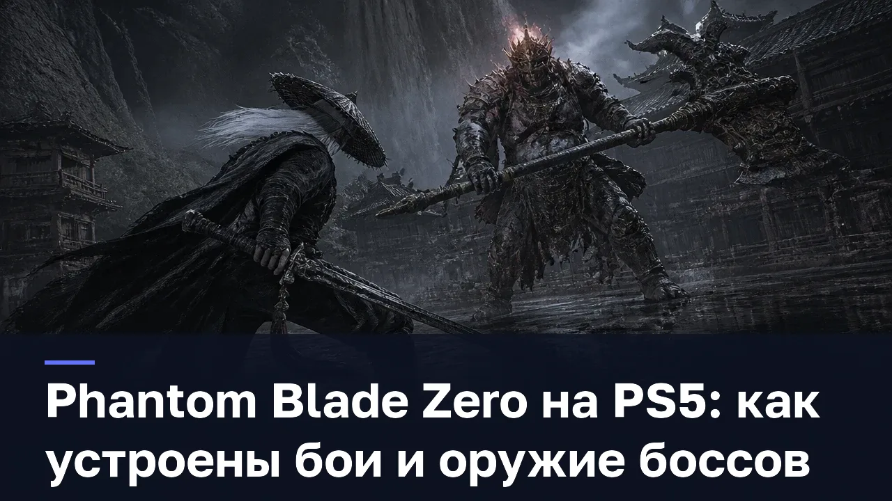 Phantom Blade Zero на PS5: как устроены бои и оружие боссов — оригинальная редакционная AI-иллюстрация RUSHB, не игровой скриншот