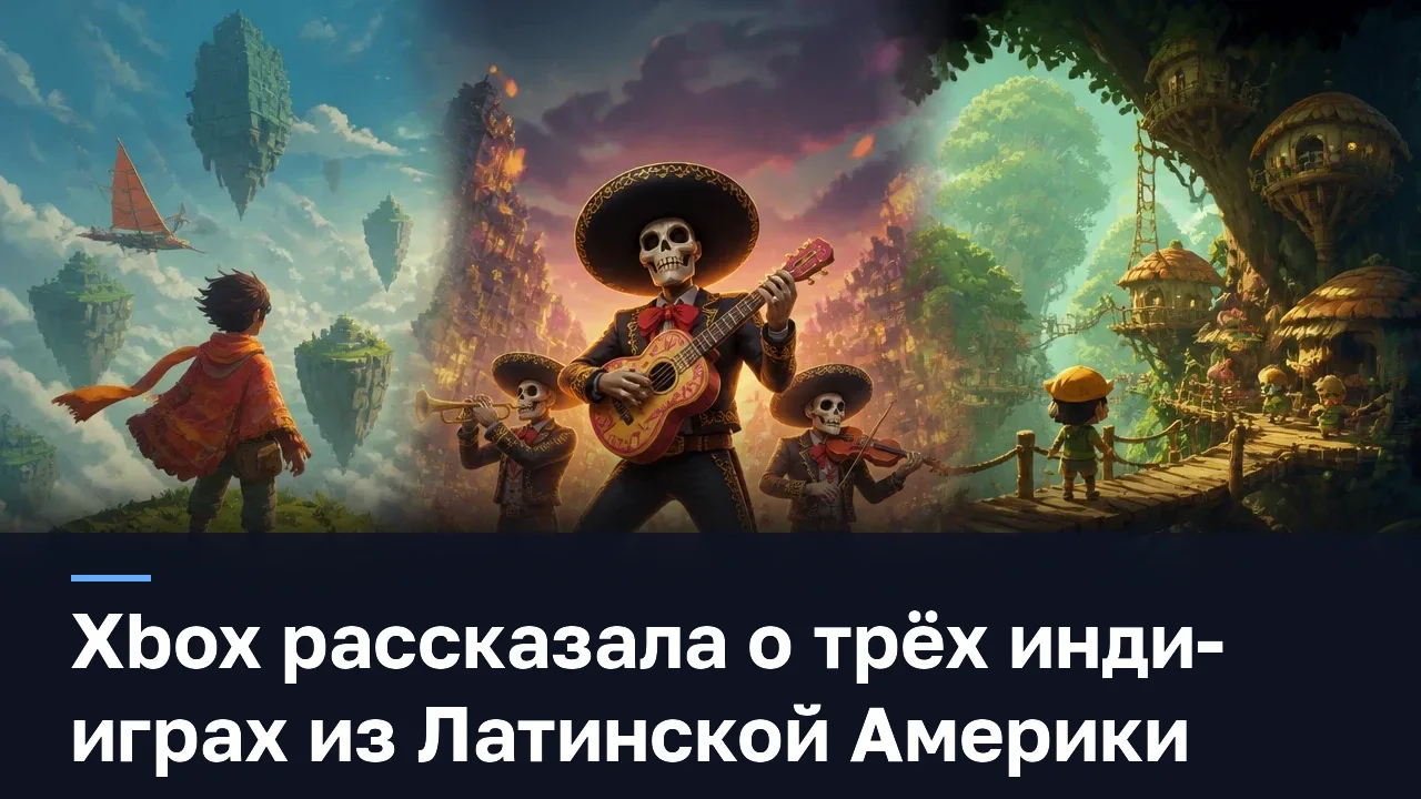 Xbox рассказала о трёх инди-играх из Латинской Америки — оригинальная редакционная AI-иллюстрация RUSHB, не игровой скриншот